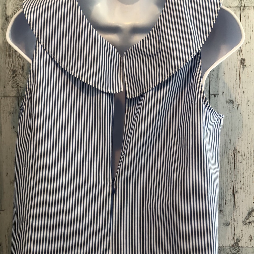 J.Crew Ruffled V-Neck Stripe Sleeveless Top 2 - Picture 5 of 10